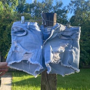 Light wash denim shorts
